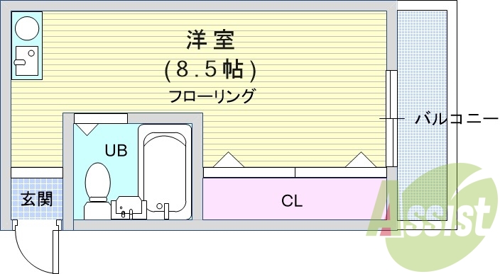 1R（21平米）IHコンロ・エアコン・収納・ユニットバス