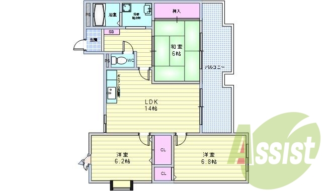 3LDK（７４．９２平米）独立洗面台・角部屋・全戸セコム導入