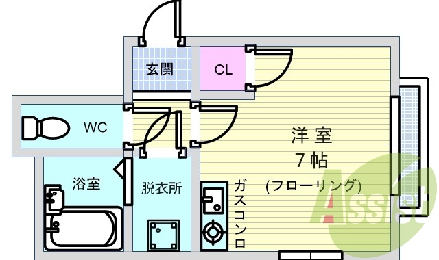 1R・角部屋・駅徒歩5分・セパレート・室内洗濯パン・エアコン