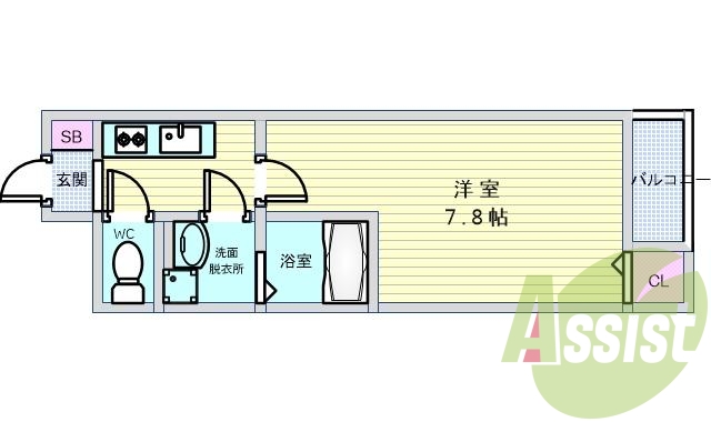 １Ｋ・２５．３８平米・システムキッチン・追い炊き
