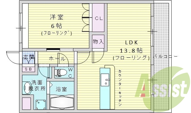 1LDK・カウンターキッチン・シャンプードレッサー