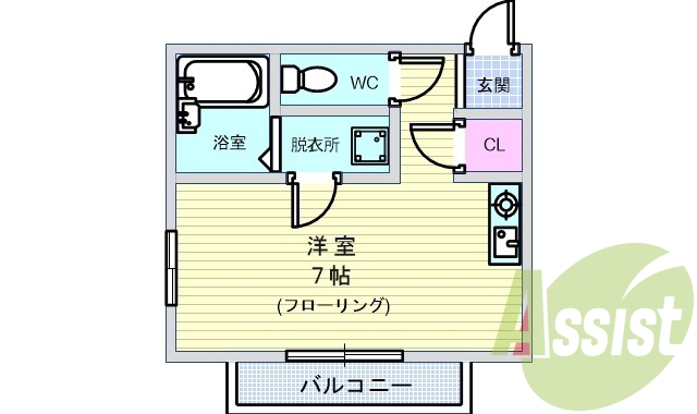 1R・角部屋・駅徒歩5分・セパレート・室内洗濯パン・エアコン