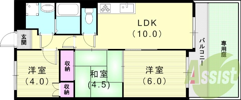 4DK(60平米)独立洗面台・TVインターホン・押入れ