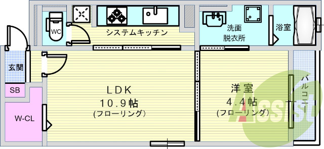 1LDK(39.32平米)システムキッチン・オートロック