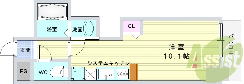 1R（25.02平米）ネット無料・オール電化・モニターホン