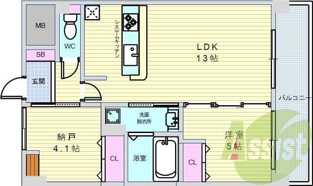 2LDK（51.24平米）追い炊き・浴室乾燥機・ネット無料
