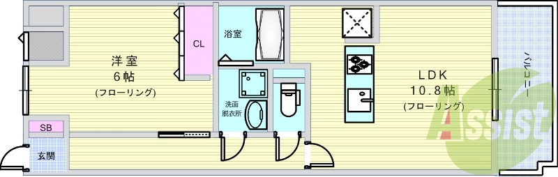 1LDK（40.39平米）システムキッチン・浴室乾燥機