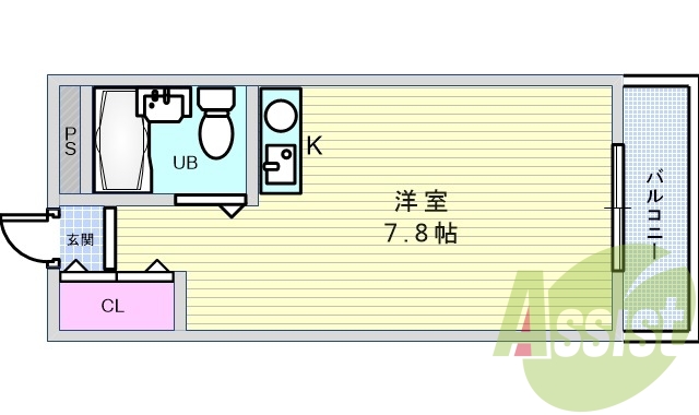 １Ｒ（２0平米）クローゼット・フローリング・洗面・エアコン