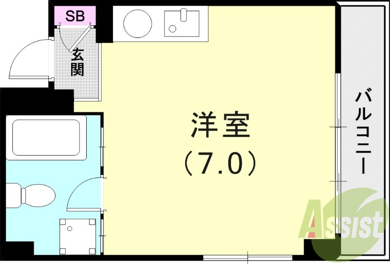 １R（20.47平米）ガスキッチン・エアコン・デザイナーズ