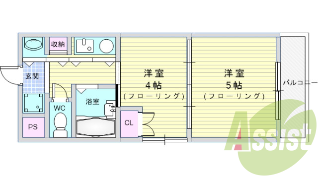 1K（24.56）オートロック・モニター付きインターホン