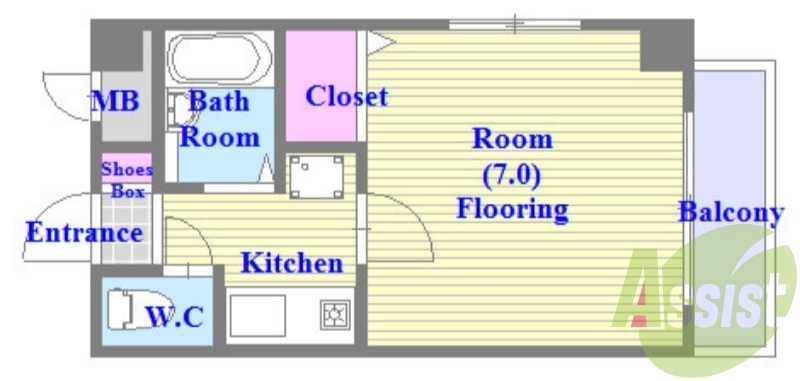 うれしいバス・トイレがセパレートの単身さん向けの間取りです。