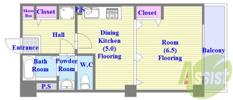 バストイレがセパレート、独立洗面所のある使い易い間取りです。