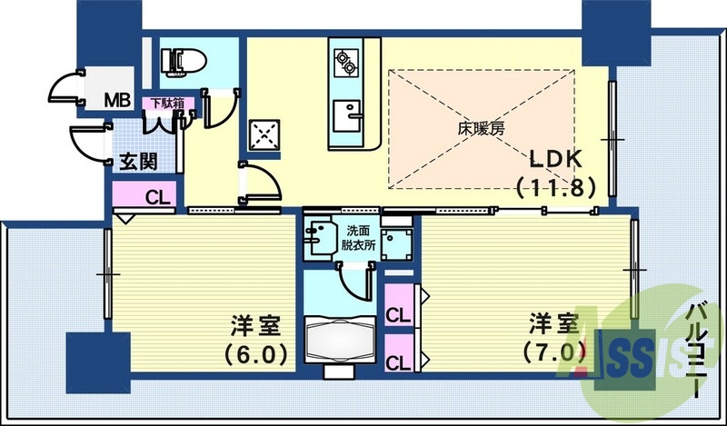 オール洋室床暖付きです