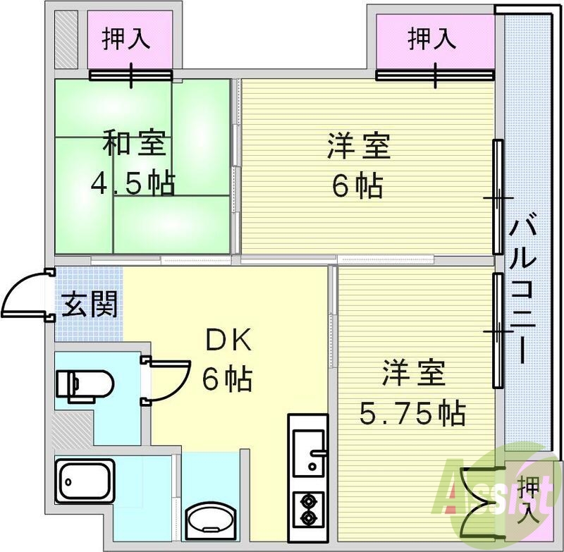 ゆとりのある間取り、荷物が多くてもしっかり収納