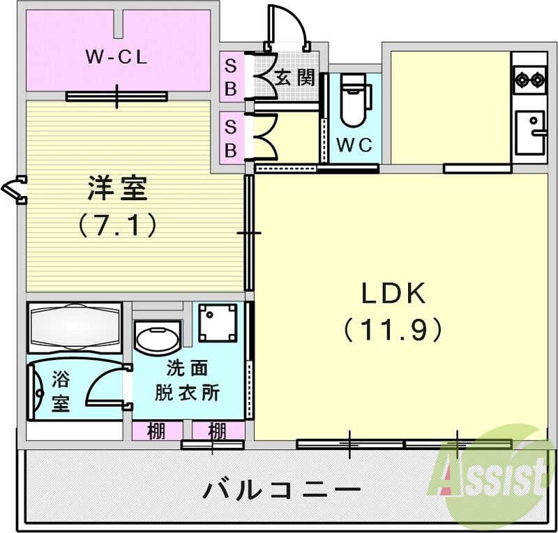 リビングもとっても広く来た向きで六甲山一望できます