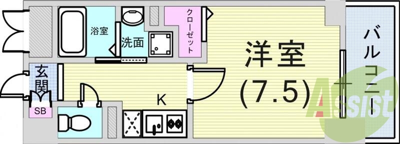 単身の方向けのお部屋ですね。