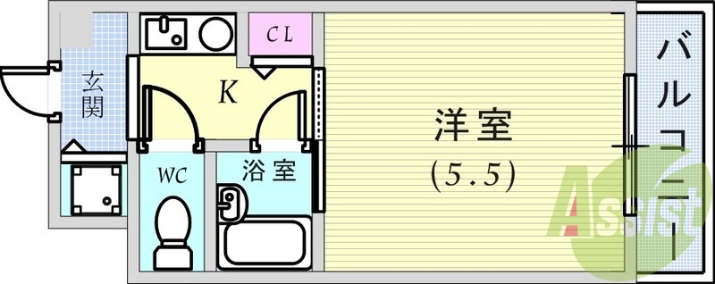 1K（18.9平米）エアコン・バルコニー・IHコンロ・収納