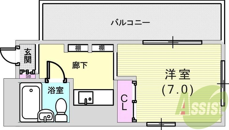 1R(15平米）角部屋・最上階・3点ユニット