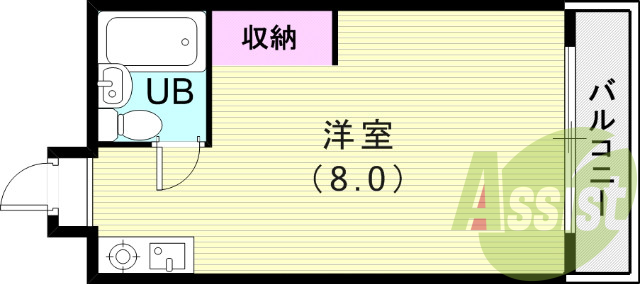 1R（18平米）エアコン・洗濯機置き場・ガスコンロ・収納