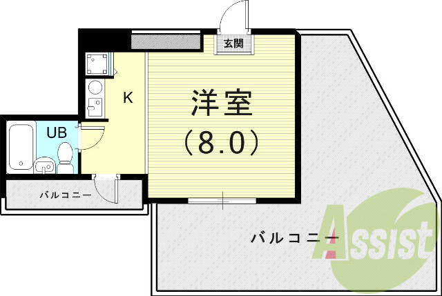 １R（２１.９８平米）ネット無料・エアコン・照明器具