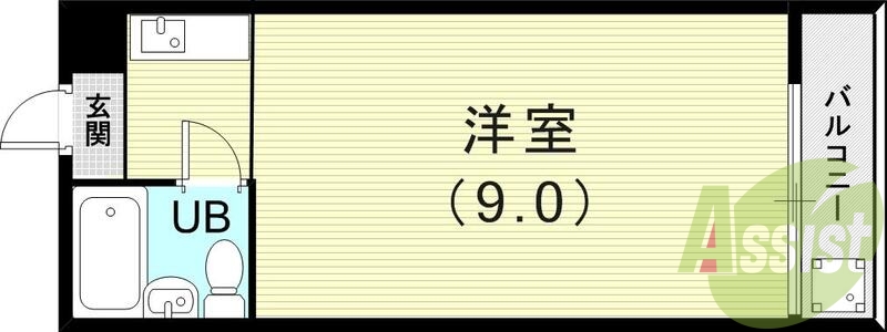 1Ｒ（18.6平米）TVモニターホン・エアコン・バルコニー