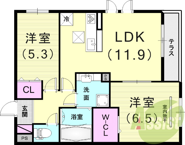 ２ＬＤＫ（56.31米）浴室乾燥機・追焚・温水洗浄暖房便座