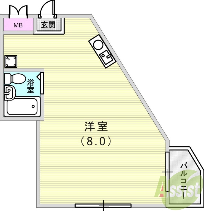 1R（２０．７２平米）照明器具・エアコン付