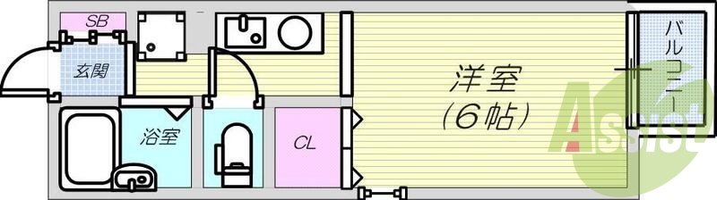 1K(20.03平米)エアコン、モニターフォン・バストイレ別