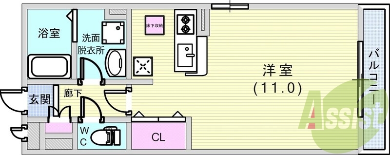 1R（30.27平米）浴室乾燥機・洗髪洗面化粧台・エアコン
