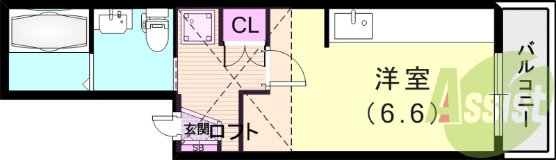 ワンルーム(21.24平米)SECOM・床暖房・オートロック