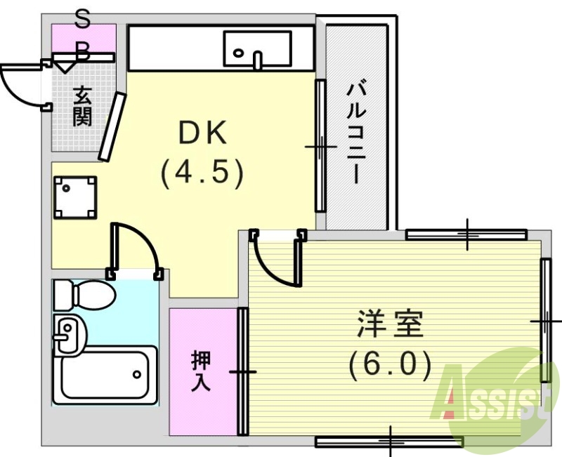 1DK(25.16平米)エアコン・給湯器・ユニットバス