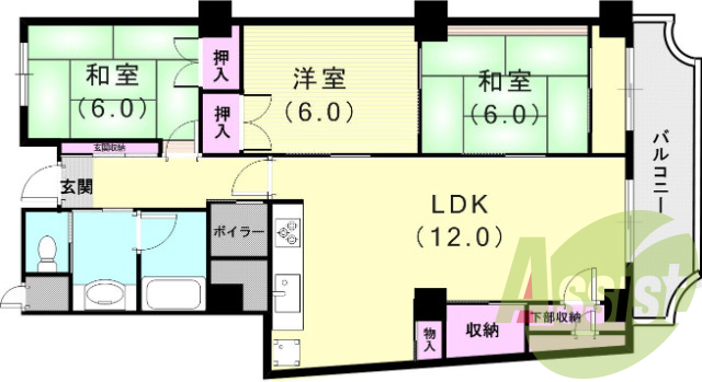 3LDK(91.75平米)三面鏡独立洗面台