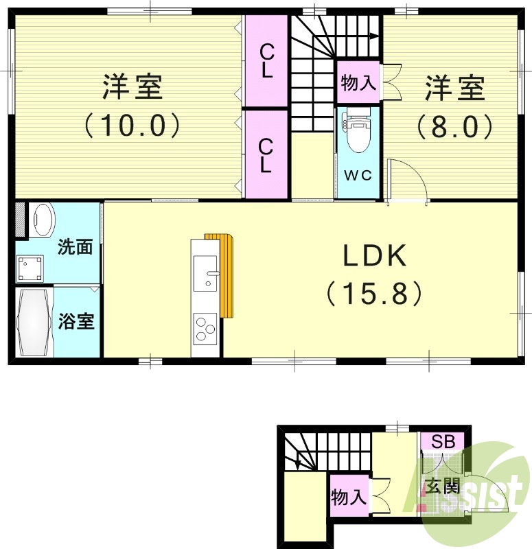 2LDK（６8.31平米）浴室乾燥・追い焚き・駐車場