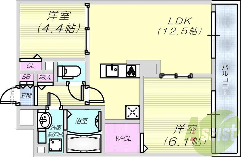 ２ＬＤＫ（52.53平米）オートロック・エアコン２基