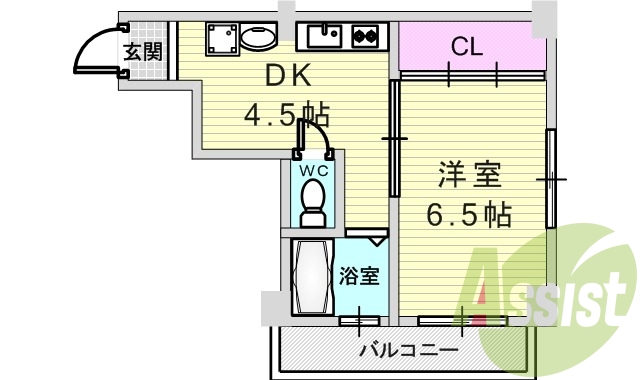 1DK（31.0平米）システムキッチン・室内洗濯機置場・収納