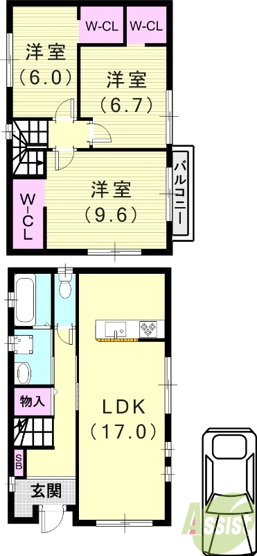 3LDK(97.71平米)システムキッチン・防犯カメラ