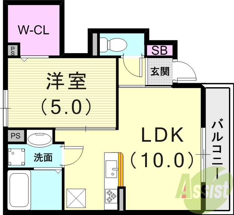 1LDK（37.02平米）カウンターキッチン・浴室乾燥機