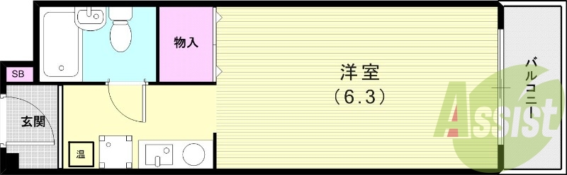 1K（１９．３４平米）エアコン・IHコンロ・オートロック