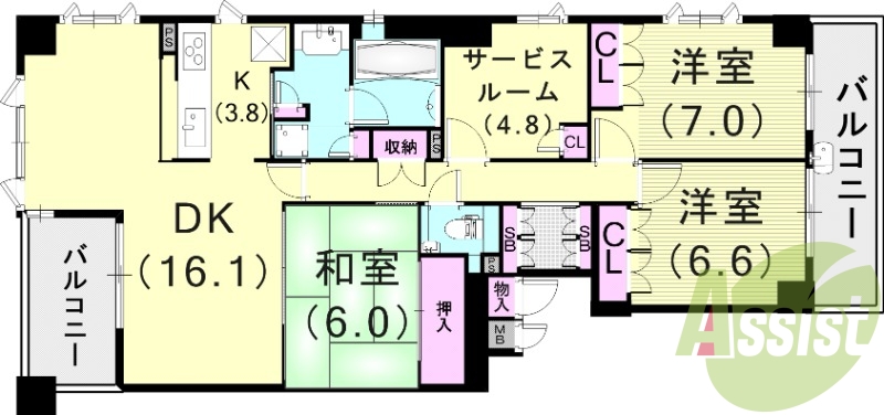 3SLDK（99.07平米）収納豊富・タンクレストイレ