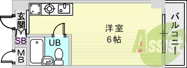 1R(18.56平米)室内洗濯機置場・下駄箱