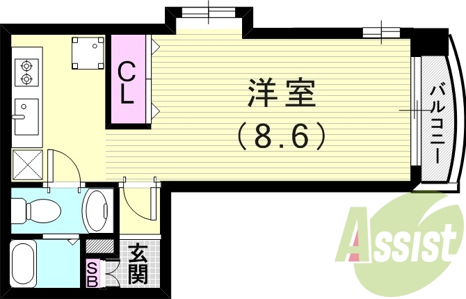 1R（28.4平米）ネット無料・エアコン・デザイナーズ・収納