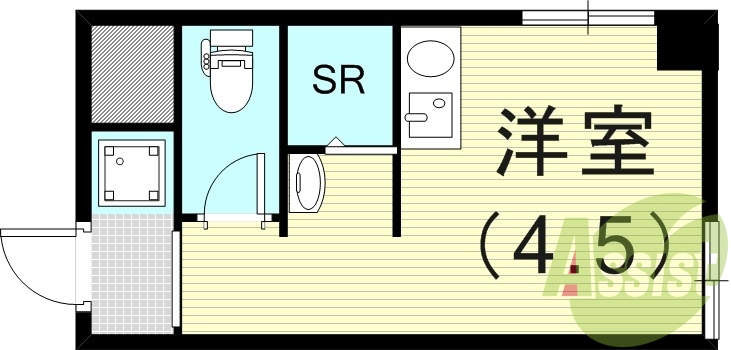 1R（16平米）シャワートイレ・室内洗濯機置場