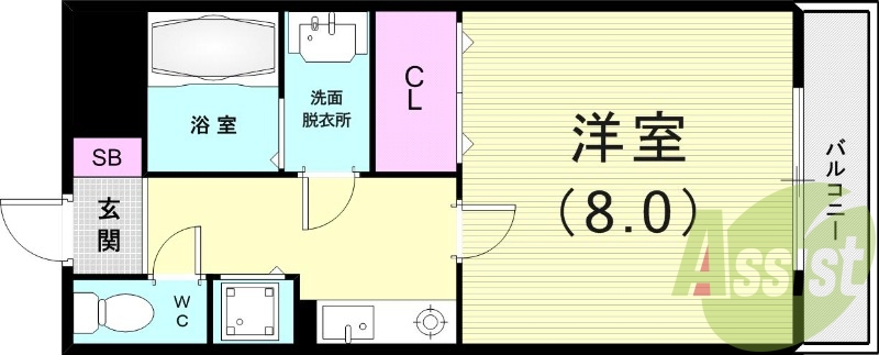 １Ｋ（30.0平米）独立洗面台・エアコン・室内洗濯機置き場
