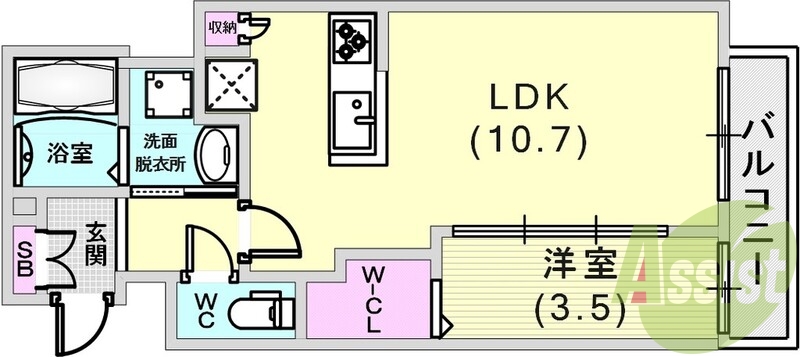 1LDKの使いやすい間取りですね!!