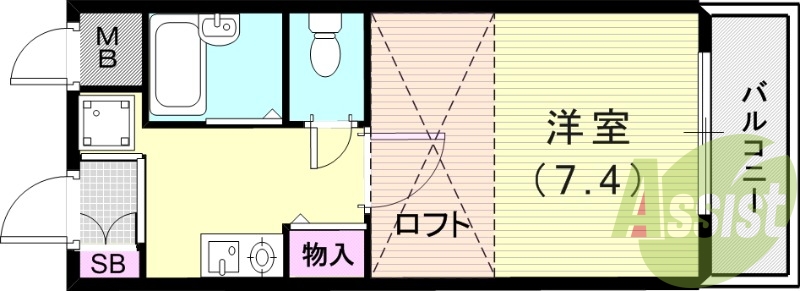 1K(23.09平米）室内洗濯機置場・ミニキッチン