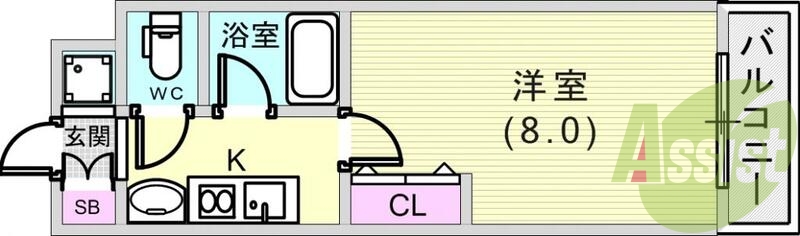 1K(24.48平米)オートロック・システムキッチン