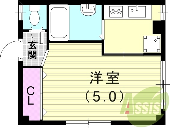1K（20.25平米）風呂トイレ別・室内洗濯機置き場・収納