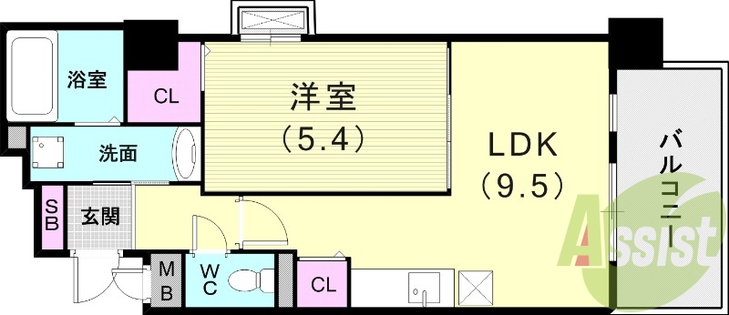 1LDK（38.31平米）システムキッチン・室内洗濯機置場
