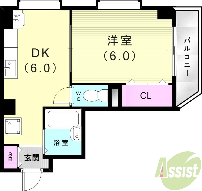 1DK（28平米）独立洗面台・エアコン・モニターインターホン