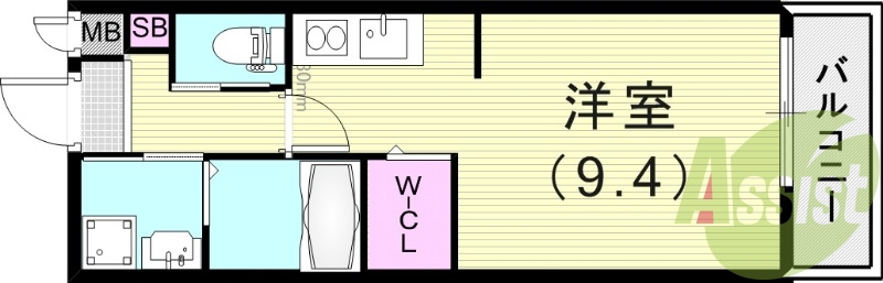 1R（25.21平米）モニターホン・浴室乾燥機・ネット無料
